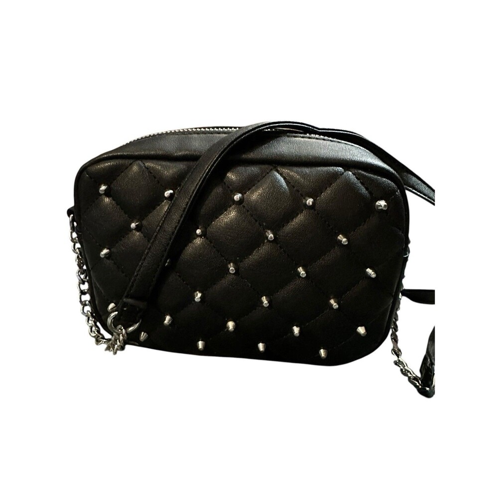 Rebecca Minkoff Diamond Quilt Studded Crossbody Black Chain Strap Size OS